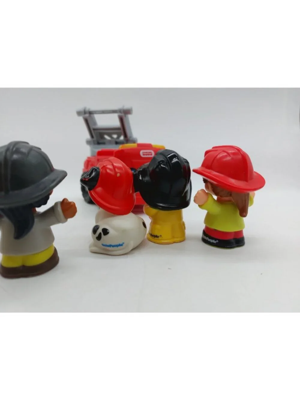 Fisher Price Little Rescue Fire Truck Ladder 1 Dog 2 Fireman 1 Firewoman Lot